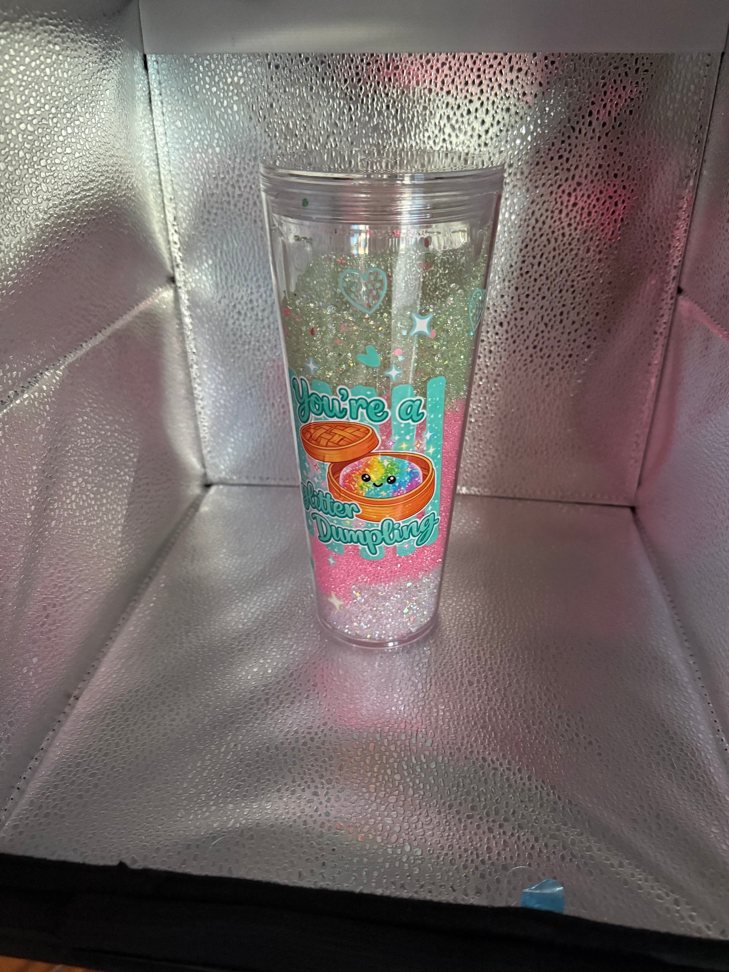 24 oz rhinestone snow globe tumbler