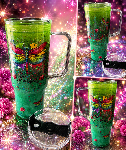 40 oz dragonfly snow globe tumbler