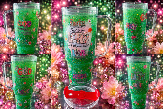 40 oz snow globe glitter tumbler