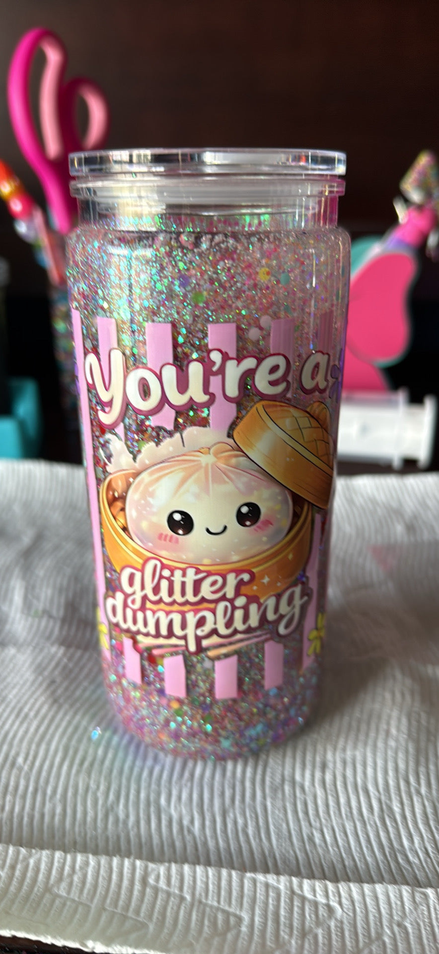 20 oz snow globe glitter tumbler