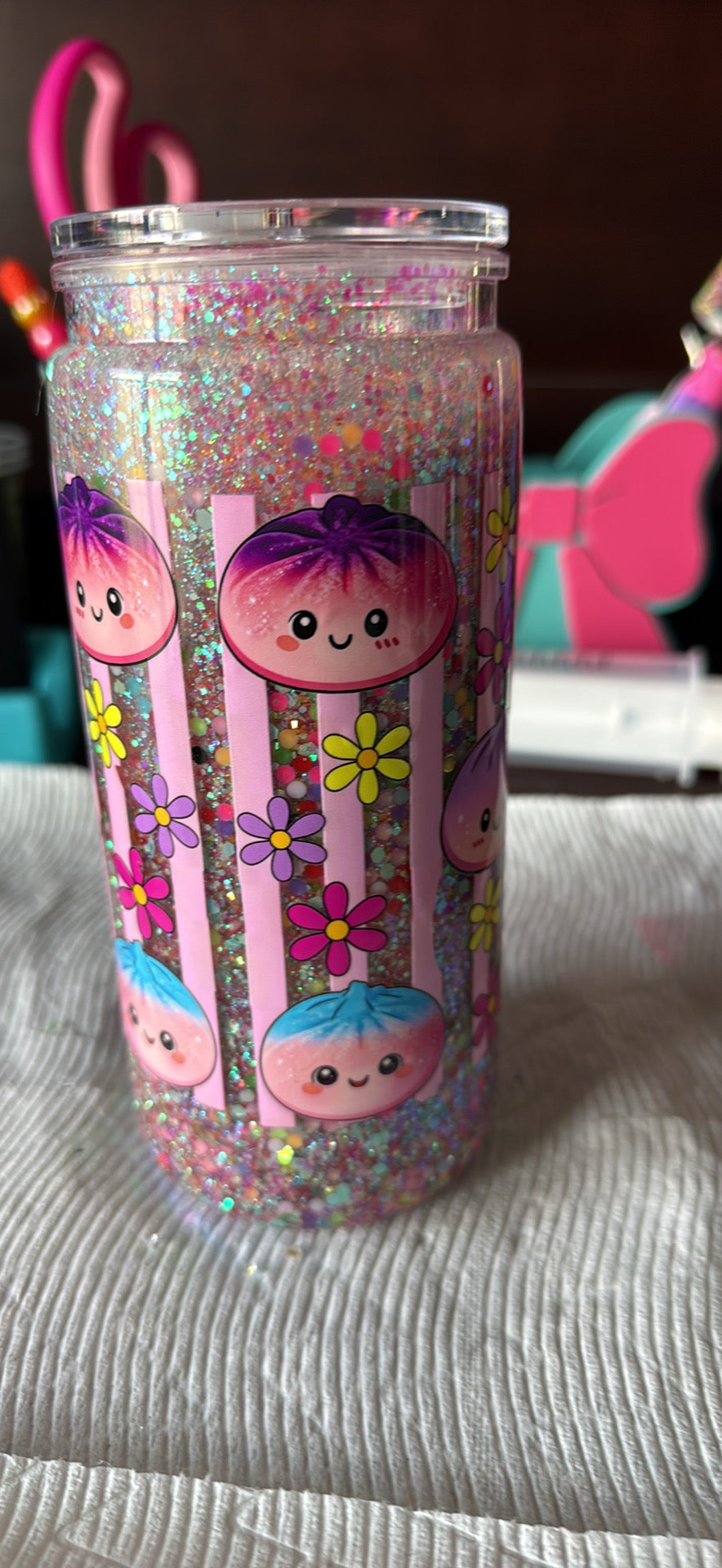 20 oz snow globe glitter tumbler