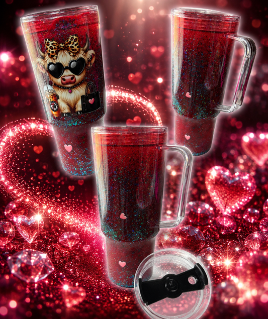 40 oz snow globe glitter tumbler