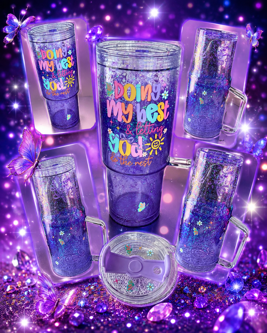 40 oz Dual lava glitter snow globe tumbler