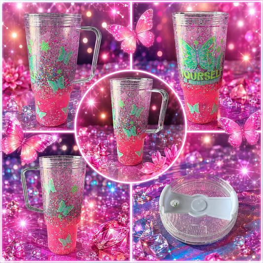 40 oz glitter snow globe tumbler