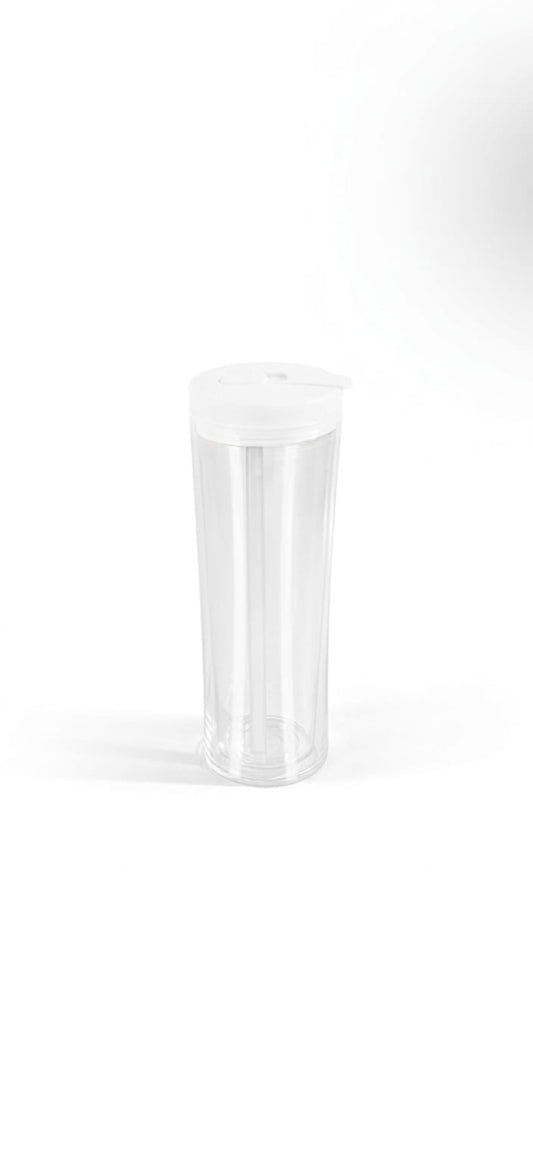 20oz Clear Double Wall Plastic Tumbler with White Lid