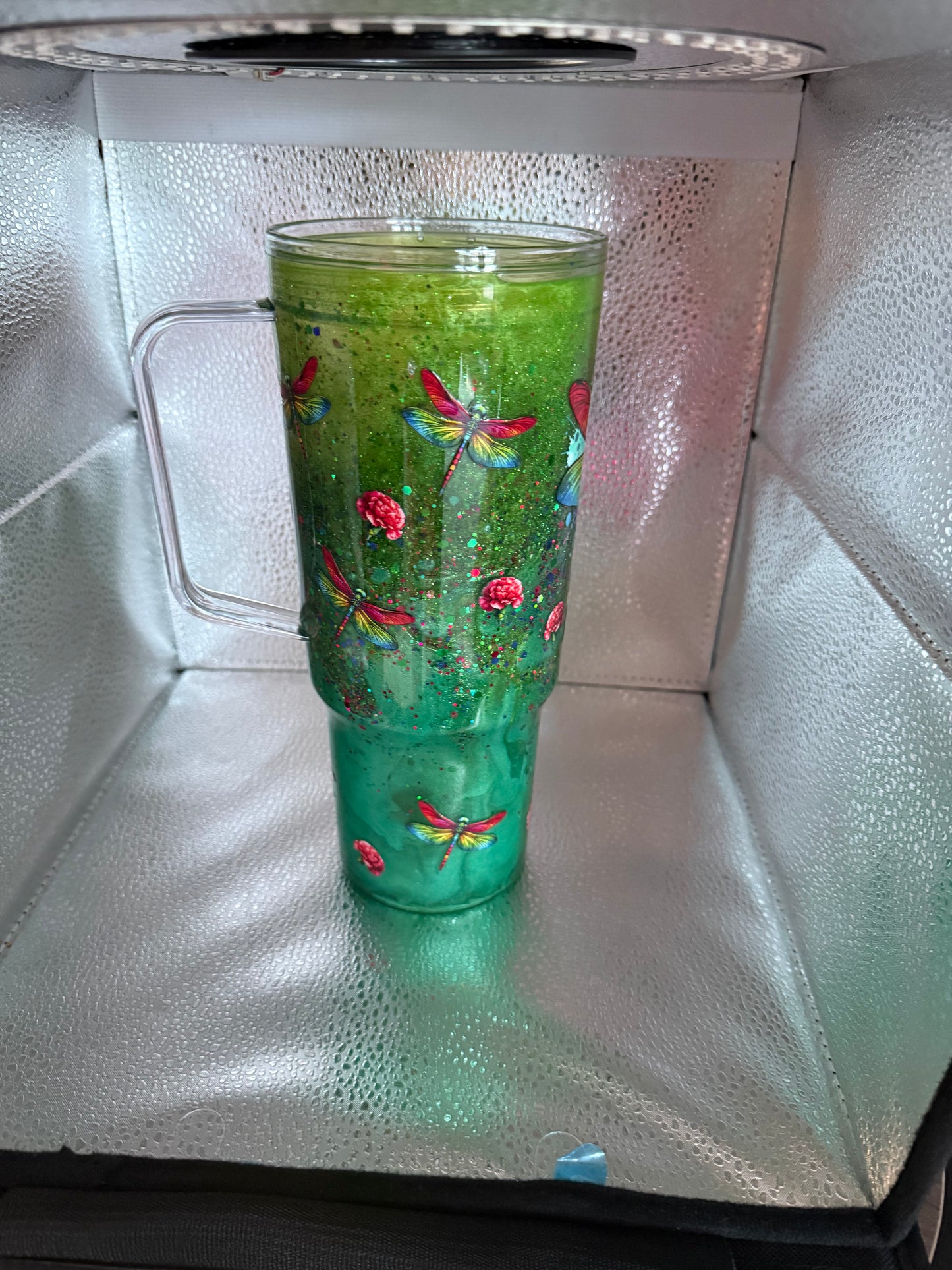 40 oz dragonfly snow globe tumbler