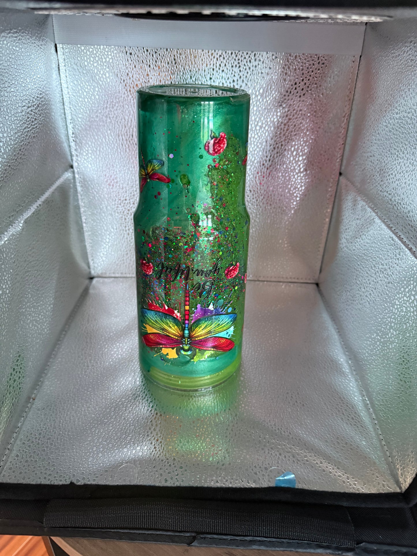 40 oz dragonfly snow globe tumbler