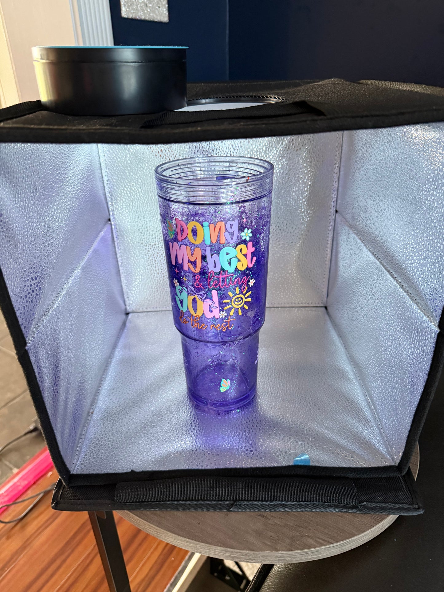 40 oz Dual lava glitter snow globe tumbler