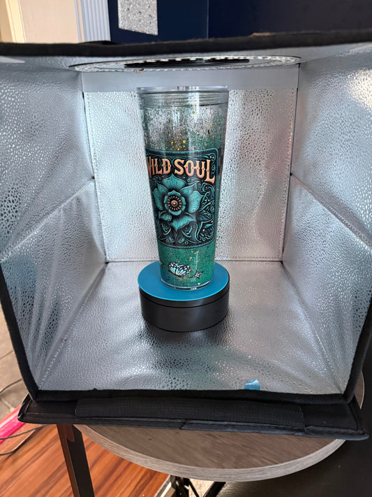 24 oz glitter snow globe tumbler