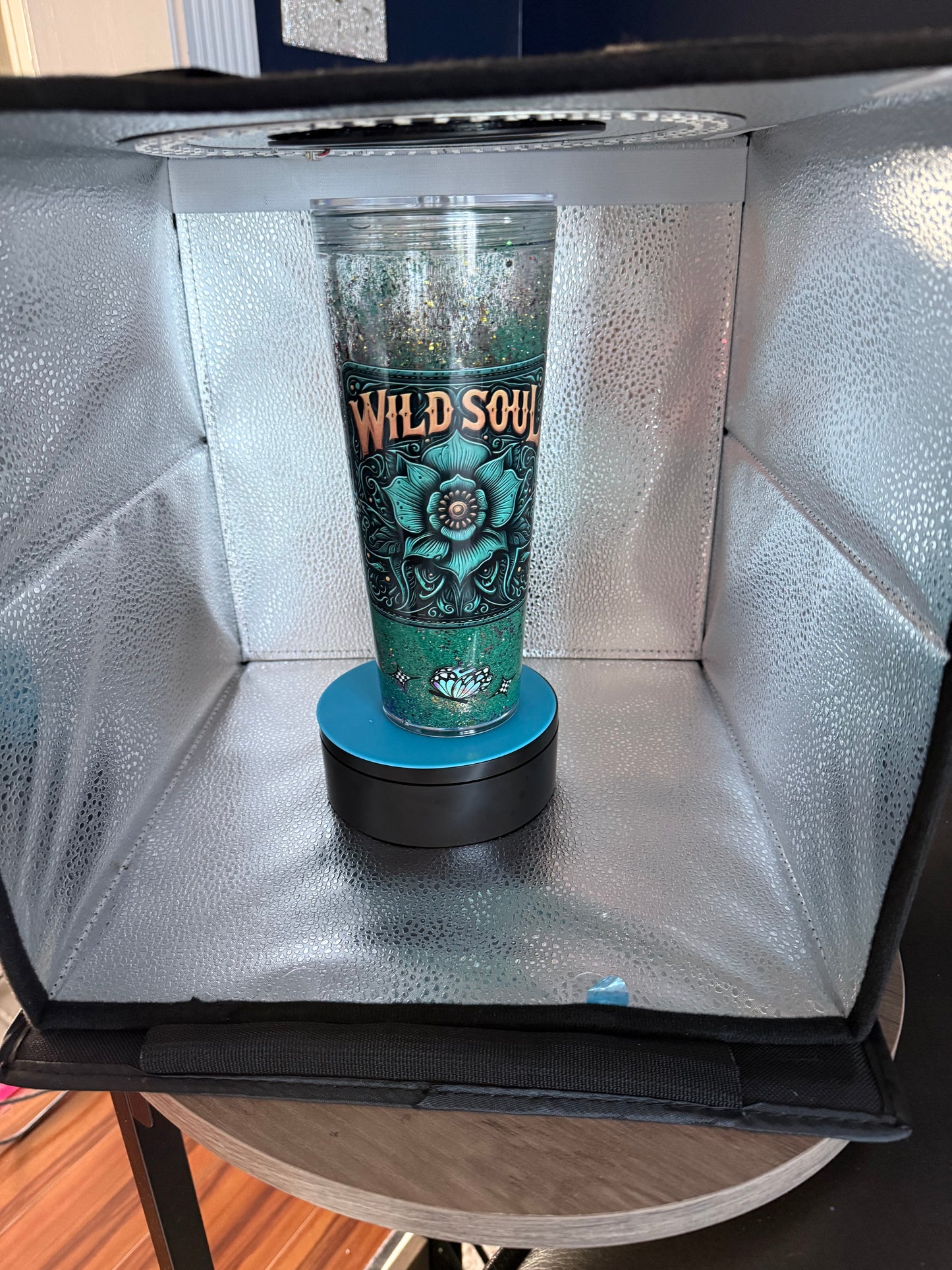24 oz glitter snow globe tumbler