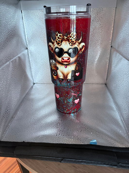 40 oz snow globe glitter tumbler