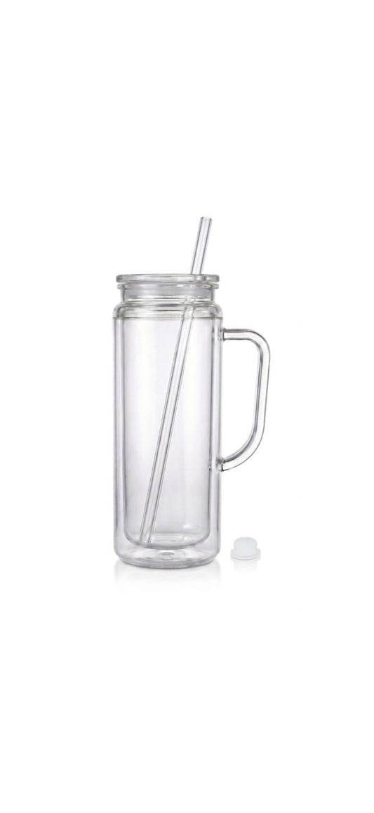20-Ounce Snow Globe Tumbler with Handle & Straw - Double Wall Insulated Glitter Tumbler