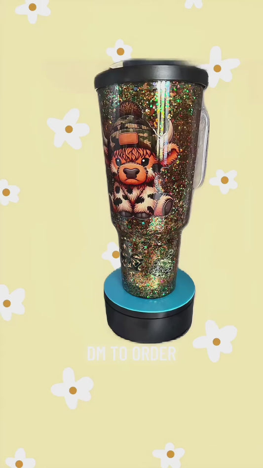 30 oz glitter snow globe tumbler