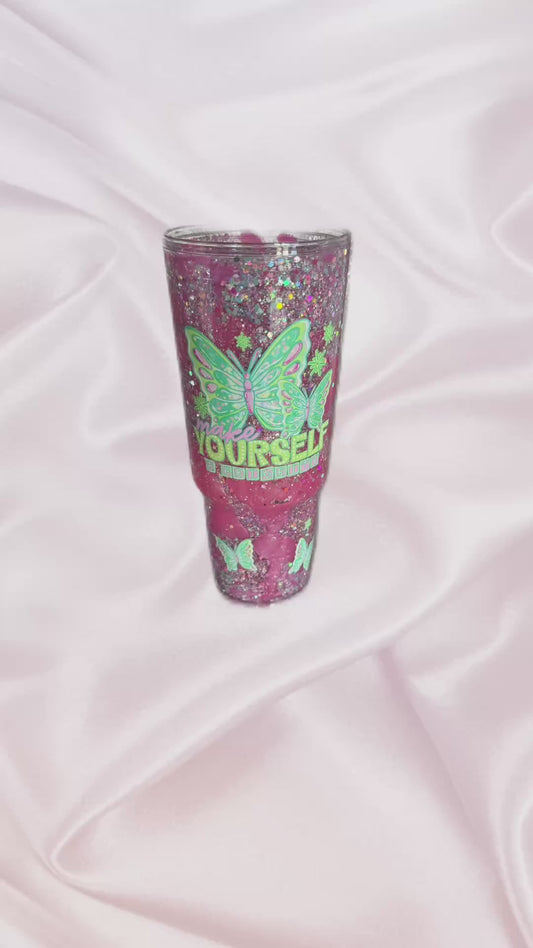 40 oz glitter snow globe tumbler